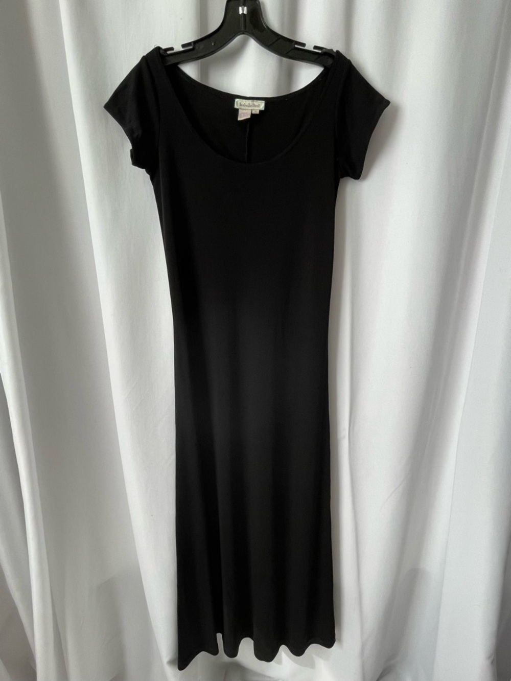 Black Ballet Neck Short Sleeve Travel-Friendly Dress Sz S-M